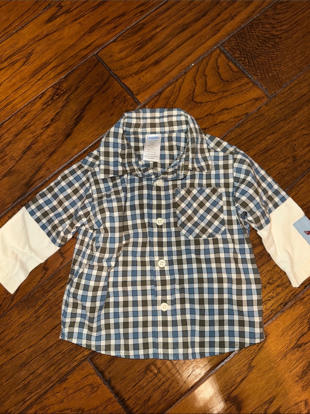 Gymboree Blue, Navy & White Plaid Button-Down Shirt